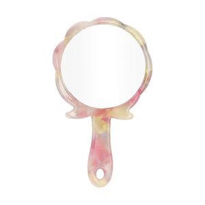 Rose Shape Handheld Mirror for Business Travel Pink Yellow